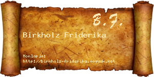 Birkholz Friderika névjegykártya